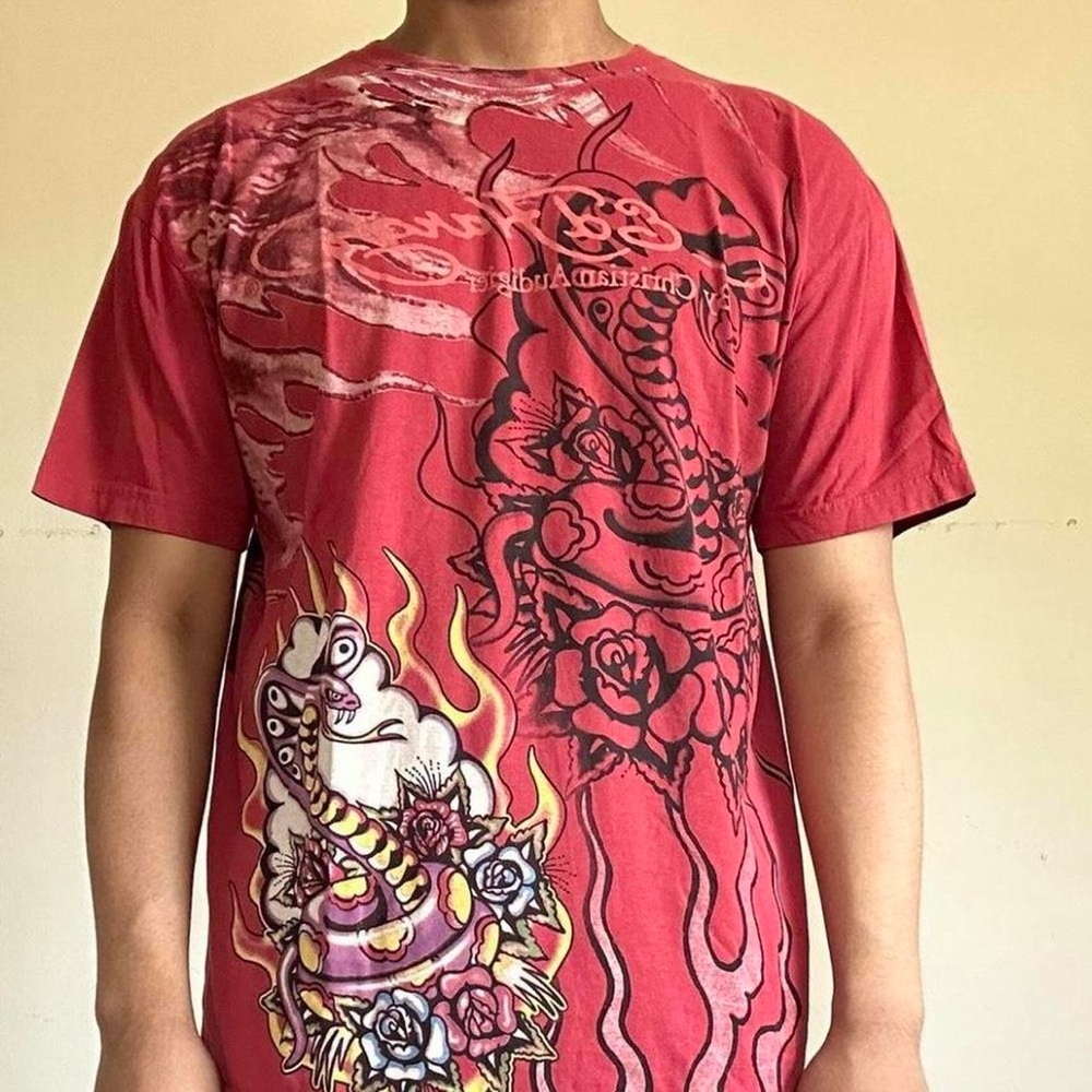 Ed Hardy Red Snake Graphic Tee
